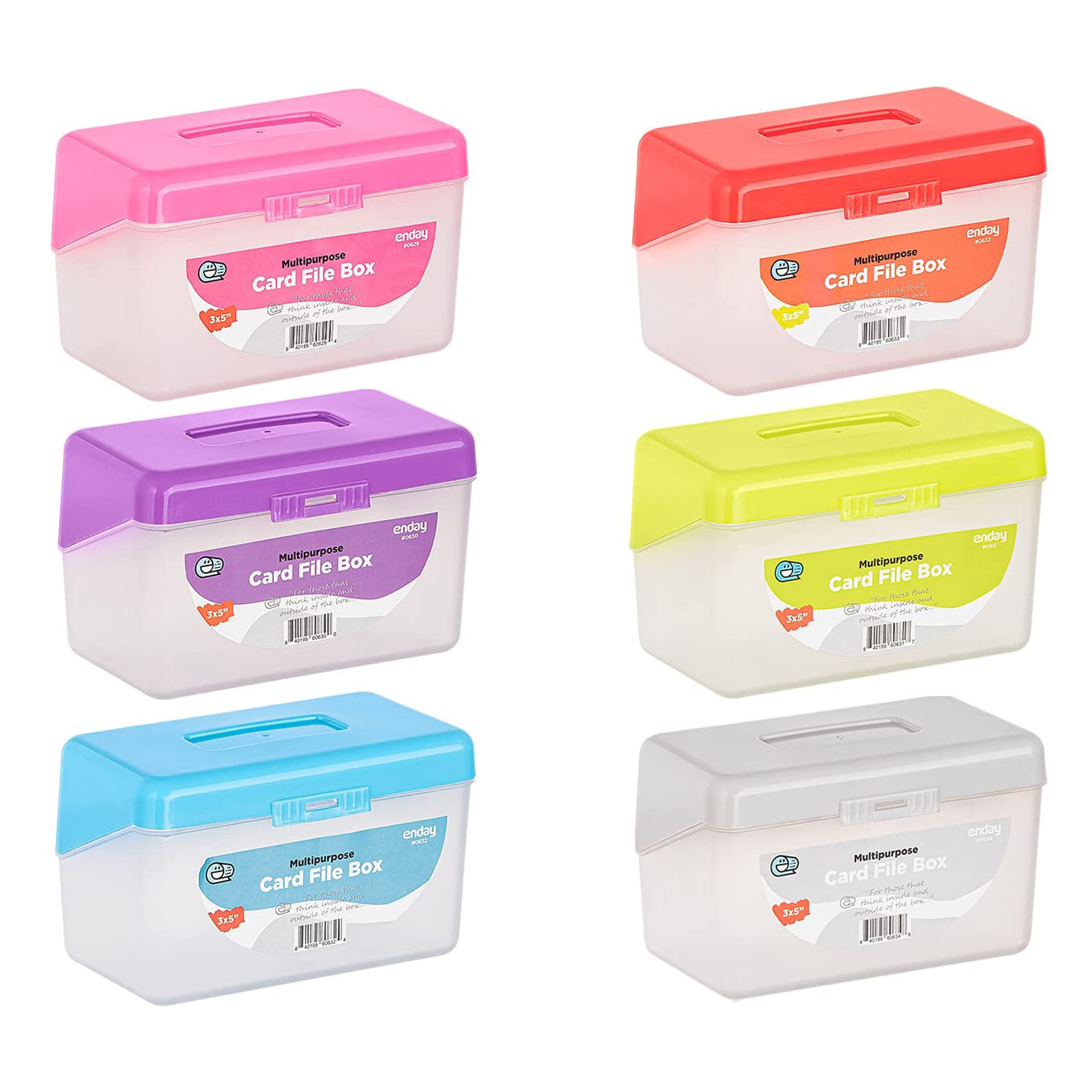 Enday Card Holder Box for Index, Note and Blank Flash Cards Office and  School Supplies, Multicolor 6 Pack 